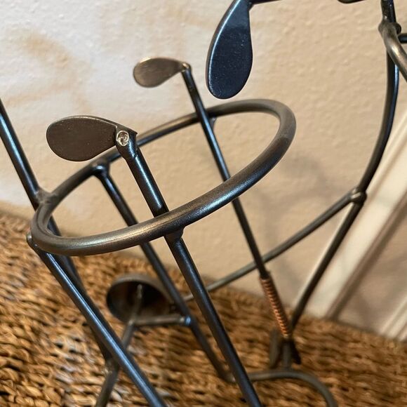 Vintage Golfer Caddy Metal Copper Sculpture Art Wine Holder - Picture 5 of 14